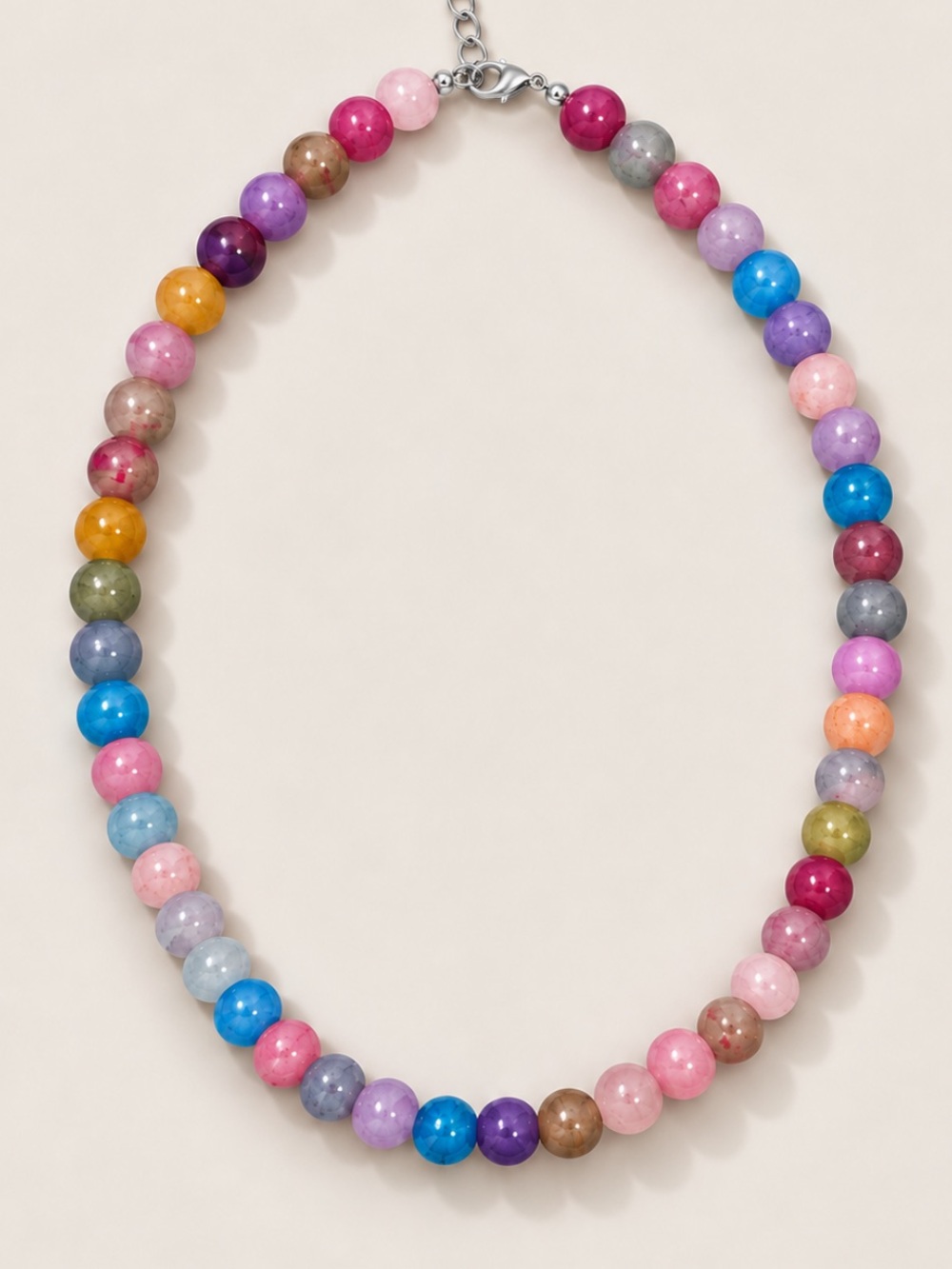 New! Pink Purple Mixed Beaded Colorful Necklace NWOT 4009